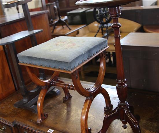 X frame tapestry top stool, wine table & cigar stand